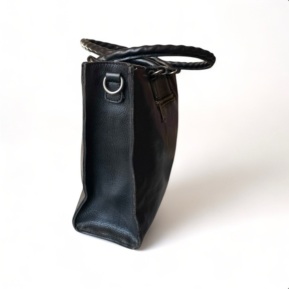 Patricia Nash Zancona Black Leather Tote | Studded Work Bag Shoulder Tote - Picture 3 of 11